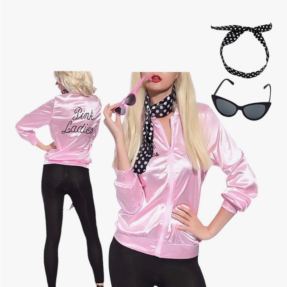 Grease - Authentic Light Pink Satin Bomber Jacket - M